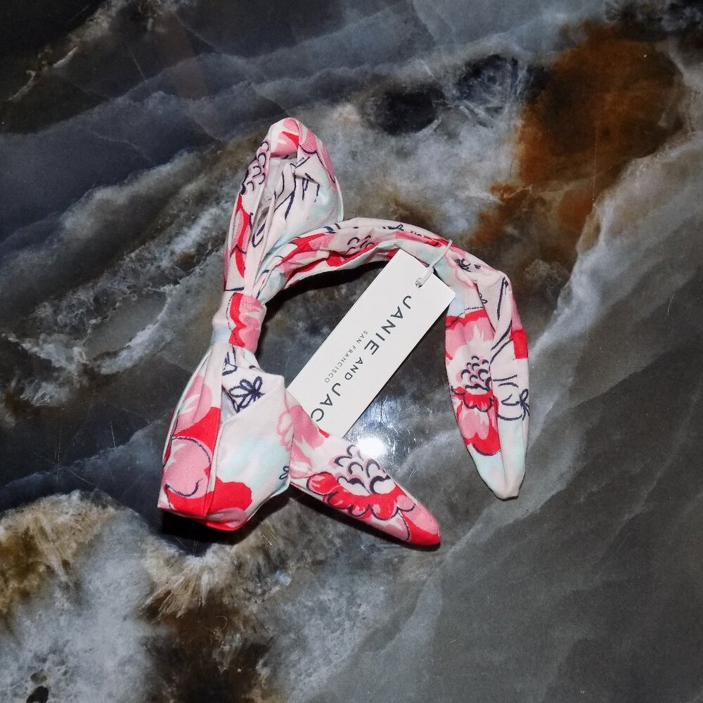 Janie and Jack White W/Floral Print Side Bow Headband One Size Girl's NEW